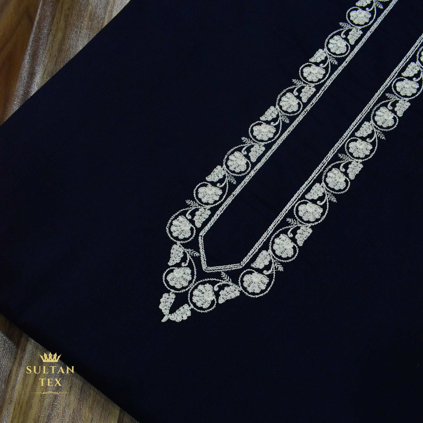 Deep Navy Blue Embroidered Kurta Pajama - SU-CC-075 - Unstitched