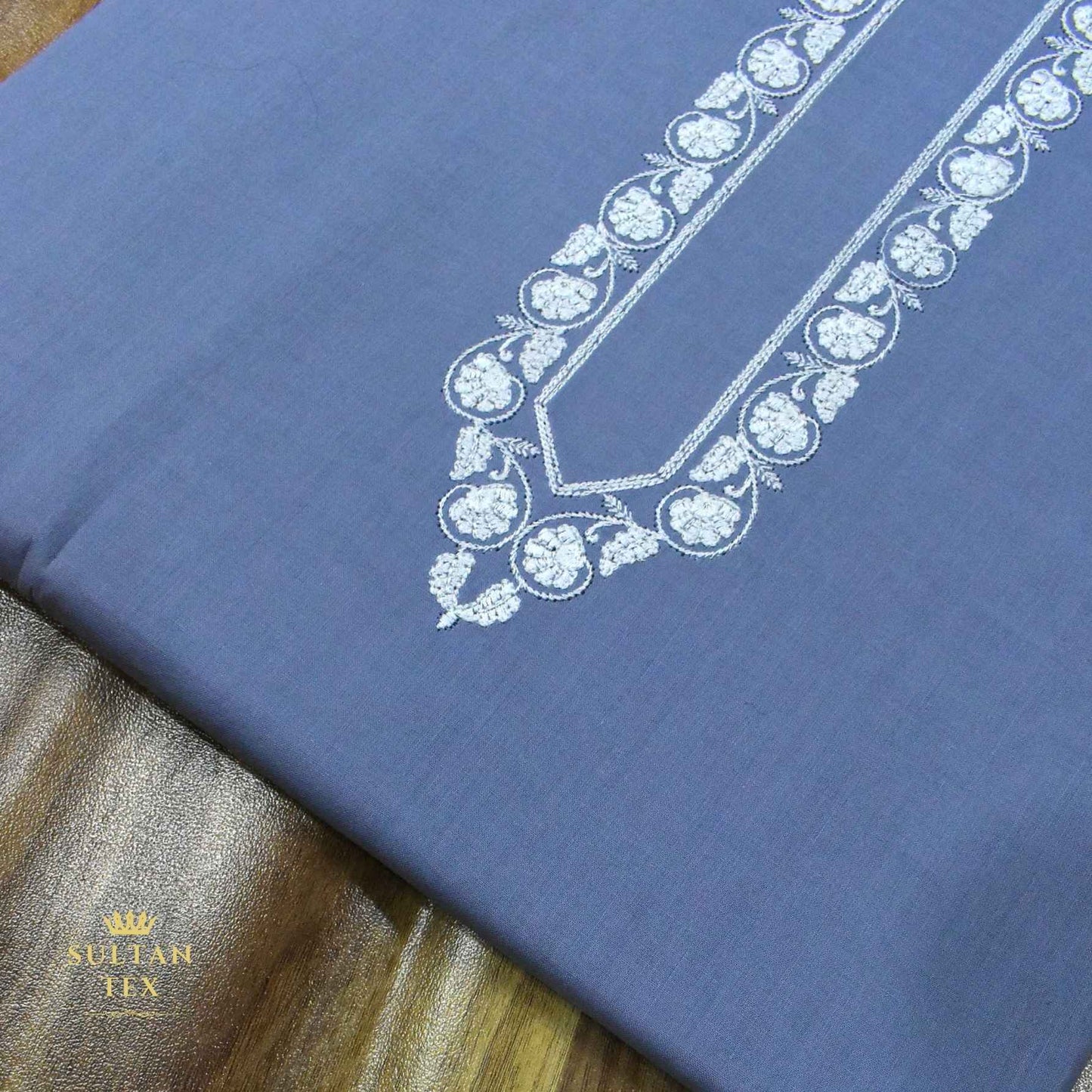 Light Powder Blue Embroidered Kurta Pajama - SU-CC-069 - Unstitched