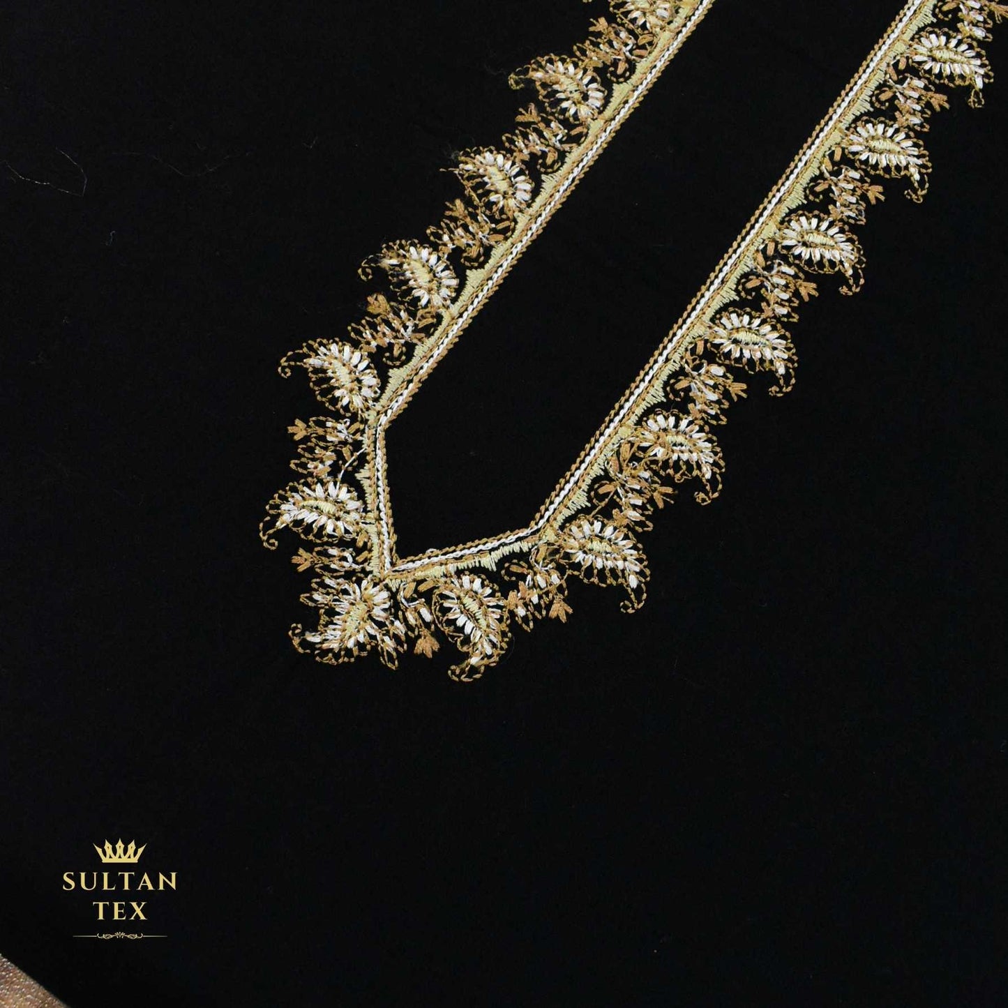 Elegant Black Kashmiri Embroidered Kurta Pajama - SU-CC-056 - Unstitched