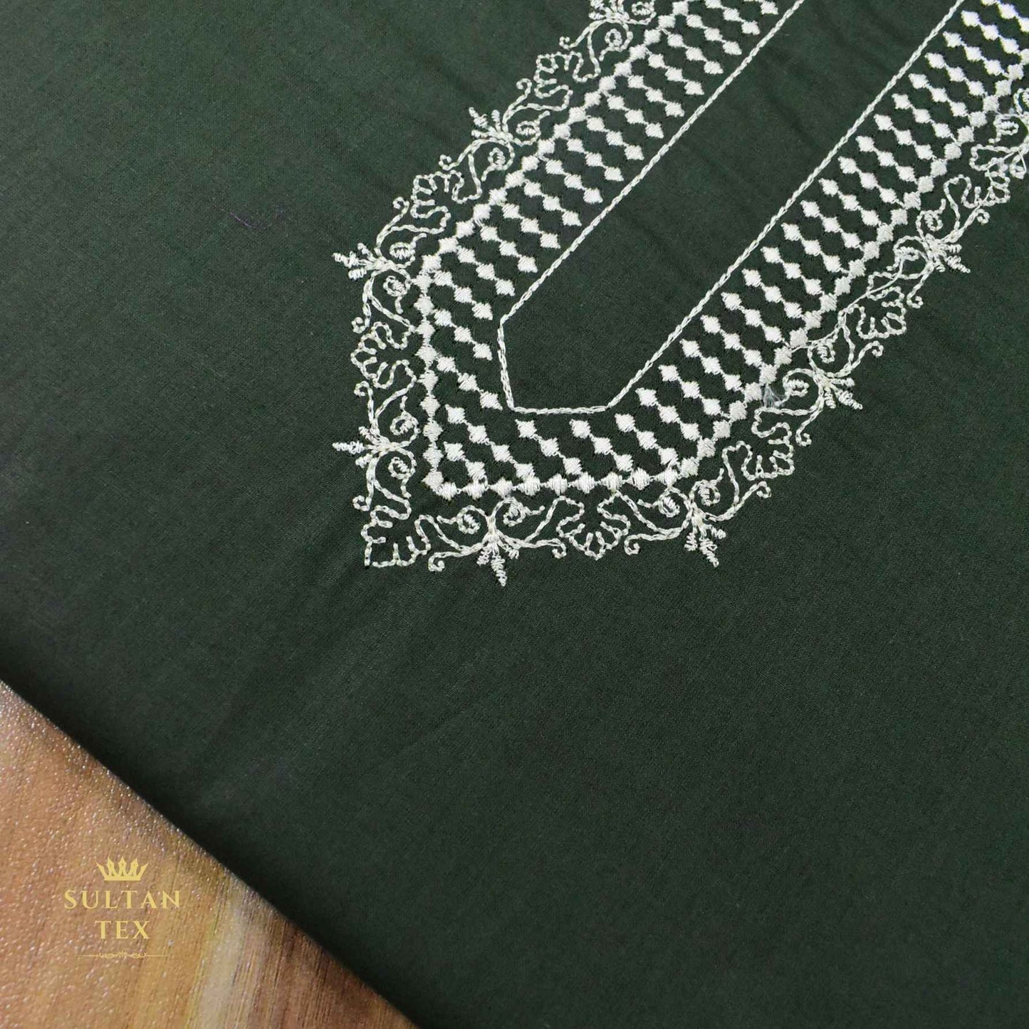 Rich Bottle Green Embroidered Kurta Pajama - SU-CC-057 - Unstitched