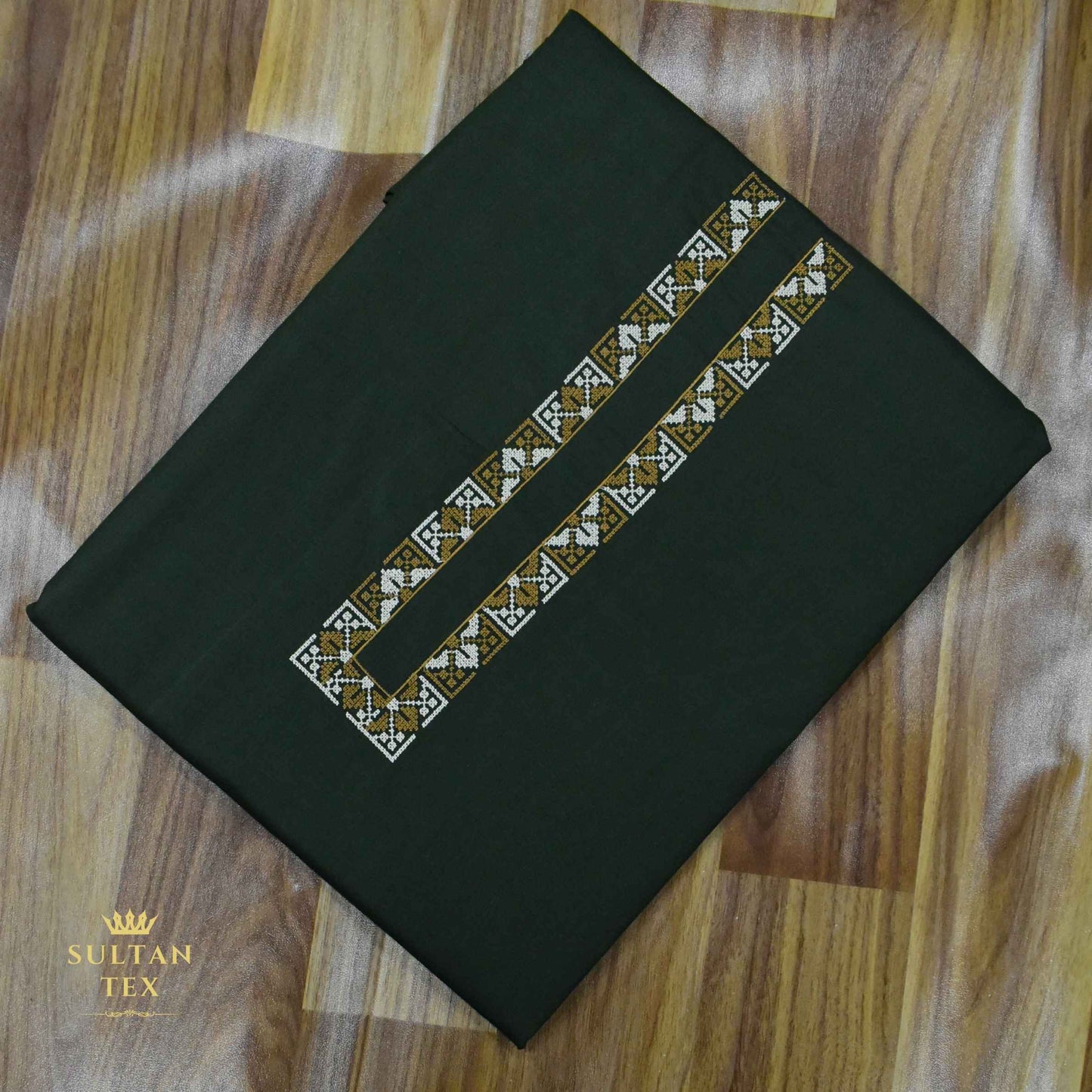 Rich Bottle Green Embroidered Kurta Pajama - SU-CC-079 - Unstitched