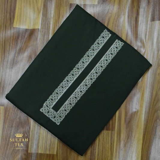 Rich Bottle Green Embroidered Kurta Pajama - SU-CC-078 - Unstitched