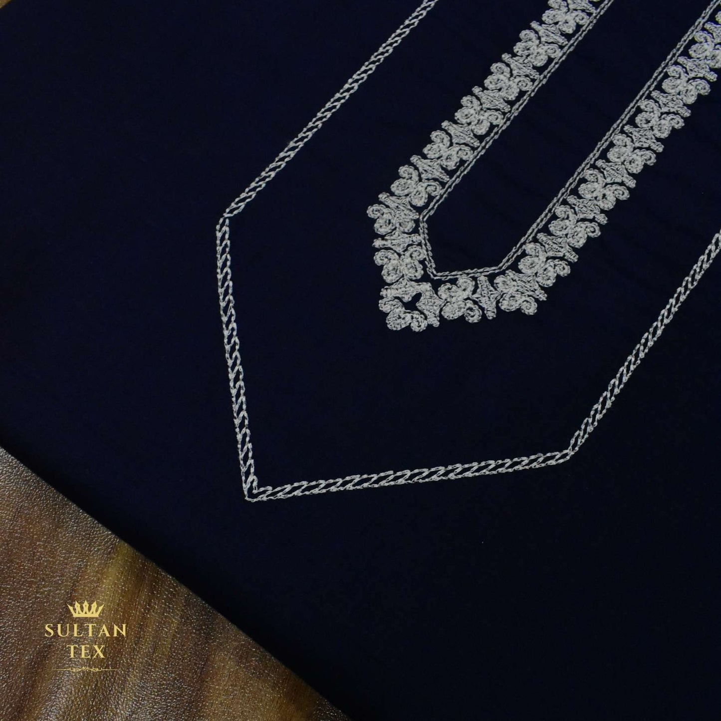 Deep Navy Blue Embroidered Kurta Pajama - SU-CC-067 - Unstitched