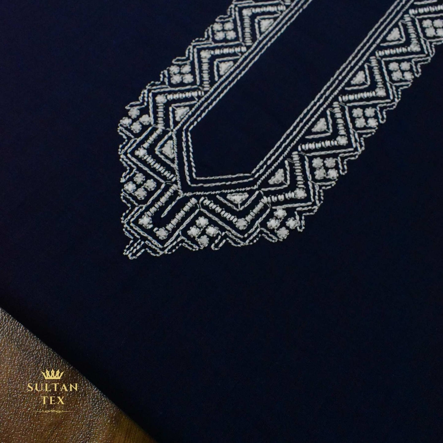 Deep Navy Blue Embroidered Kurta Pajama - SU-CC-058 - Unstitched