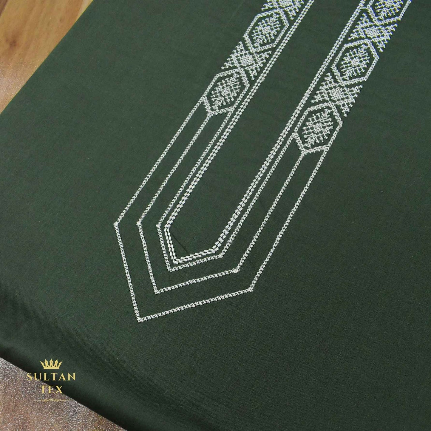 Rich Bottle Green Embroidered Kurta Pajama - SU-CC-065 - Unstitched