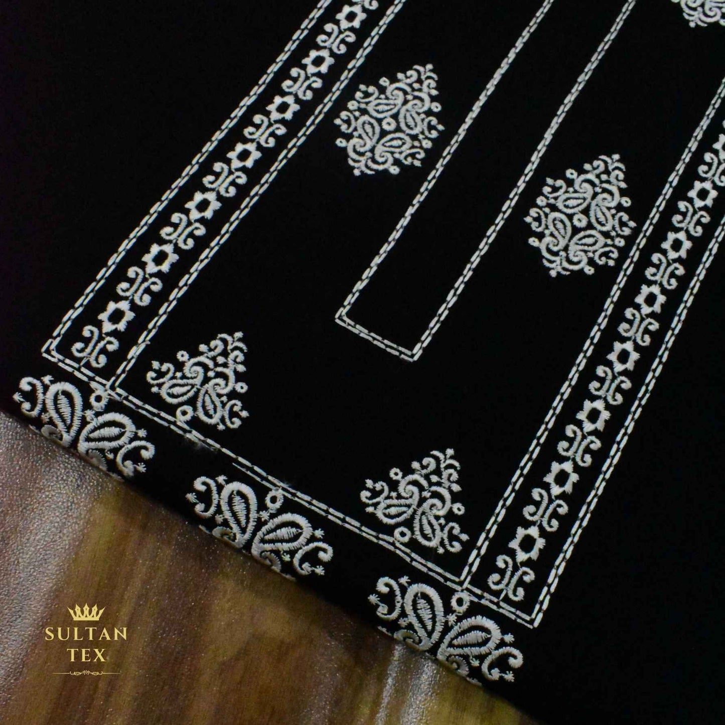 Elegant Black Embroidered Kurta Pajama - SU-CC-053 - Unstitched