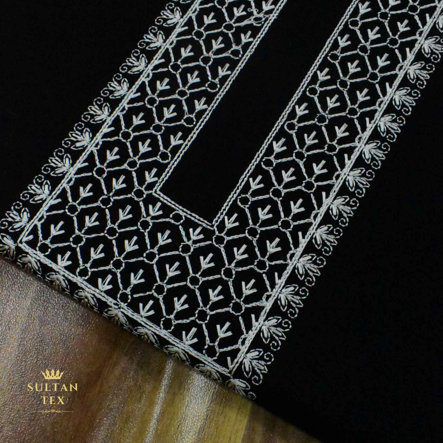 Elegant Black Embroidered Kurta Pajama - SU-CC-052 - Unstitched