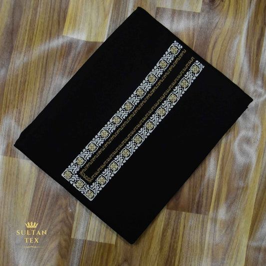 Elegant Black Embroidered Kurta Pajama - SU-CC-080 - Unstitched