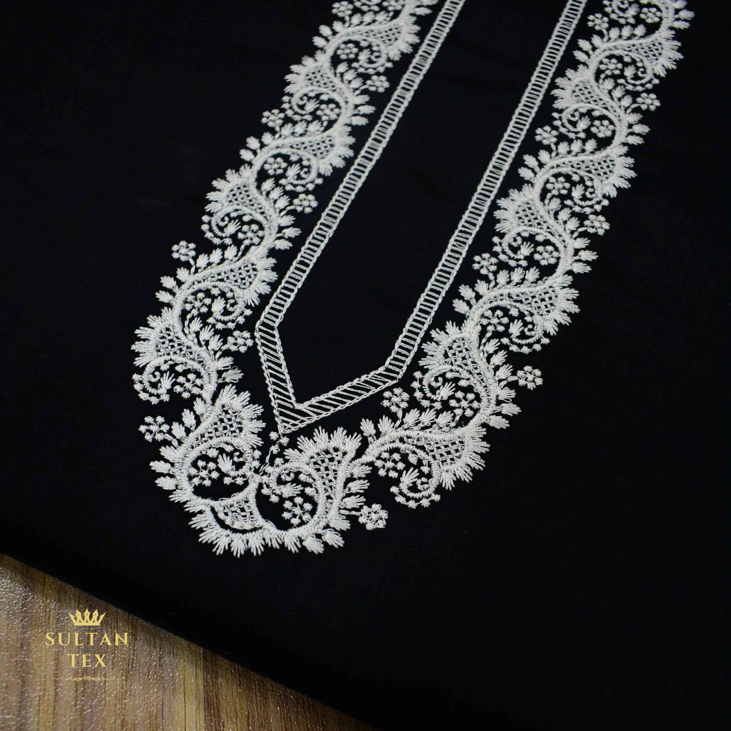 Elegant Black Embroidered Kurta Pajama - SU-CC-081 - Unstitched