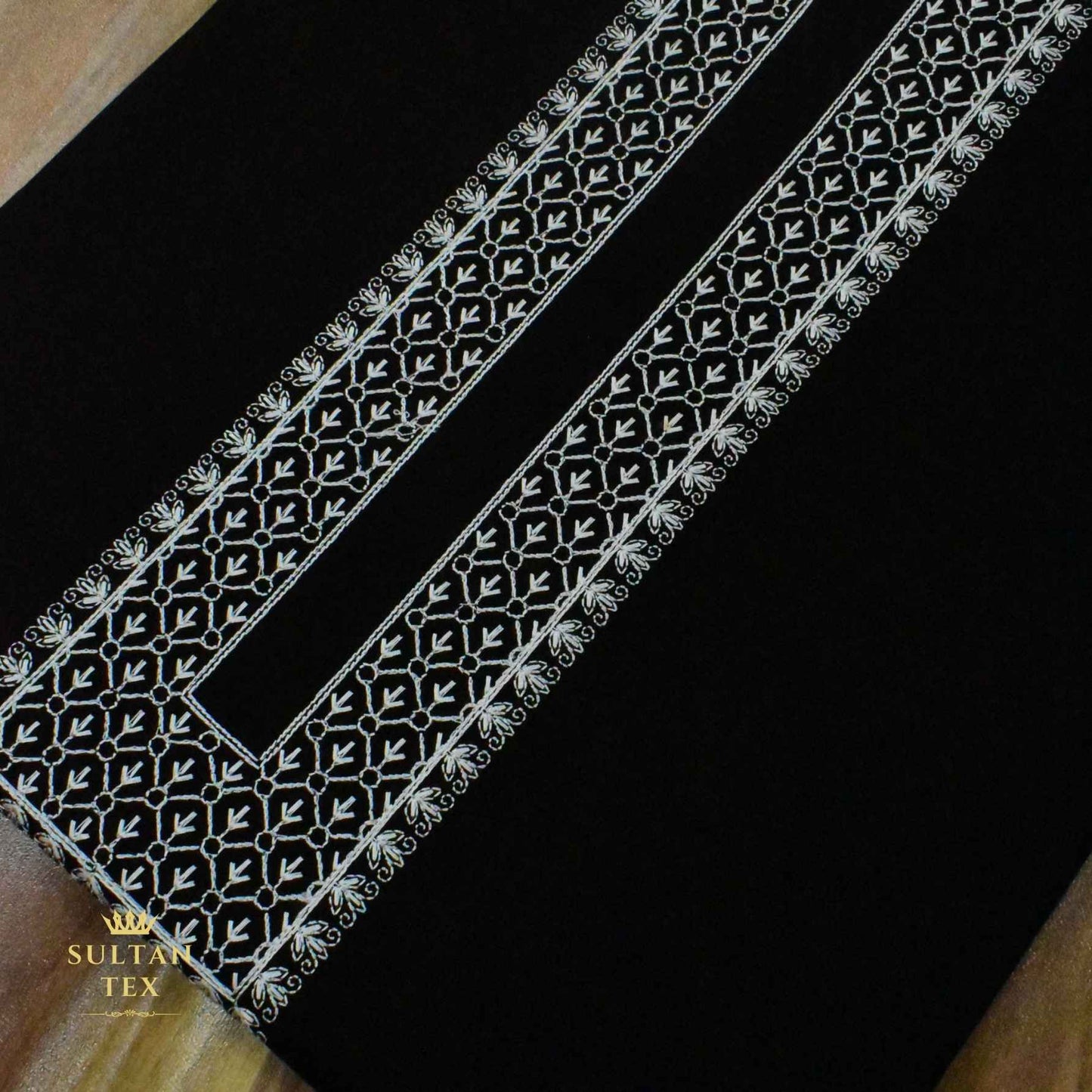Elegant Black Embroidered Kurta Pajama - SU-CC-052 - Unstitched