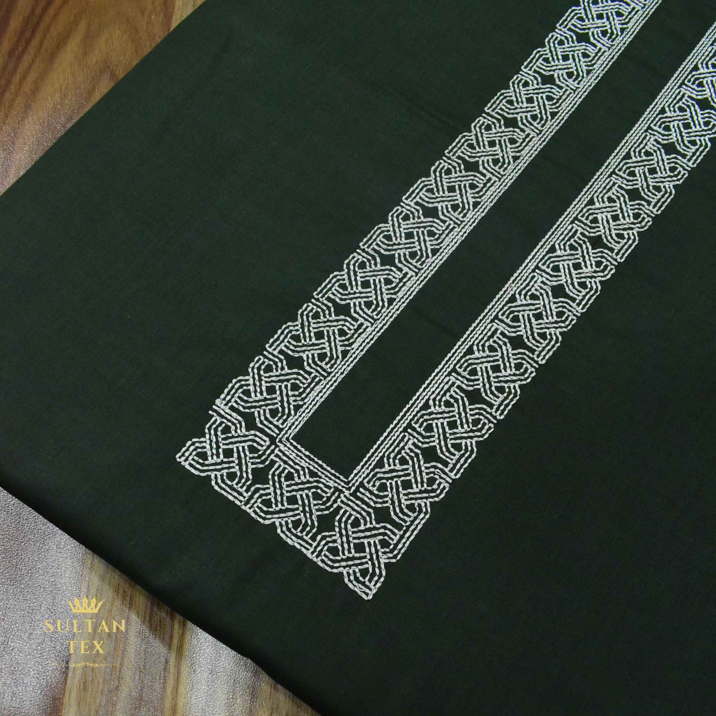 Rich Bottle Green Embroidered Kurta Pajama - SU-CC-078 - Unstitched