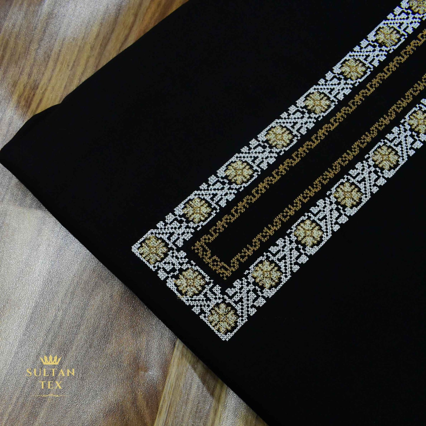 Elegant Black Embroidered Kurta Pajama - SU-CC-080 - Unstitched