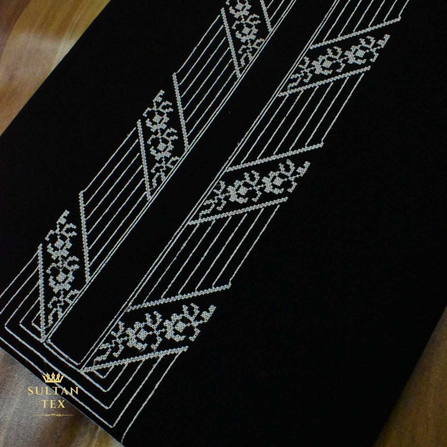 Elegant Black Embroidered Kurta Pajama - SU-CC-055 - Unstitched