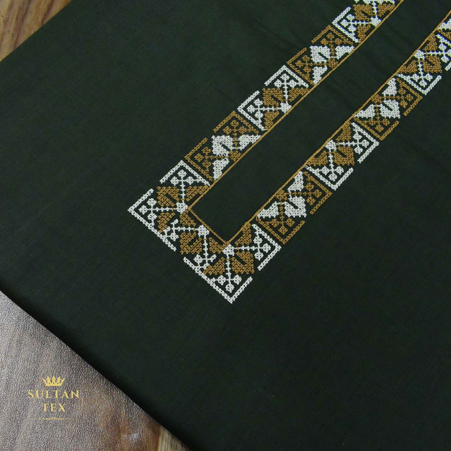 Rich Bottle Green Embroidered Kurta Pajama - SU-CC-079 - Unstitched