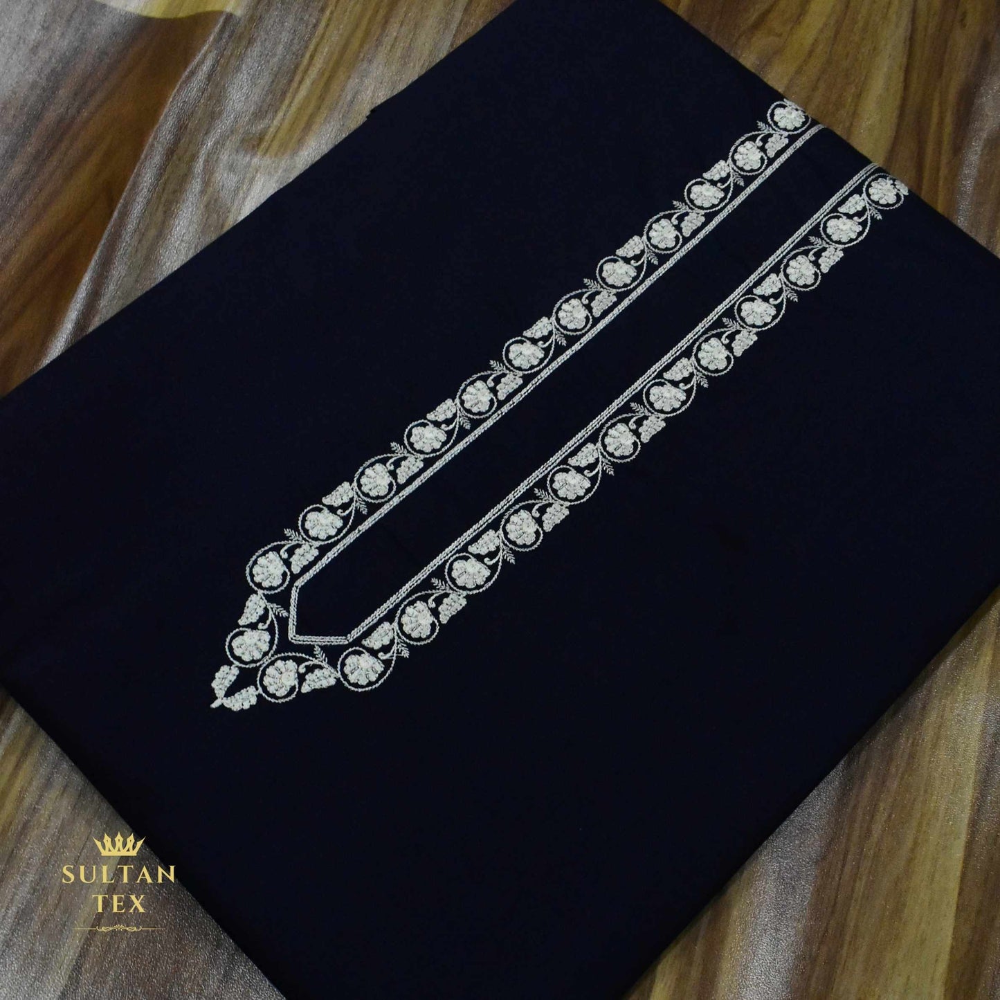 Deep Navy Blue Embroidered Kurta Pajama - SU-CC-075 - Unstitched