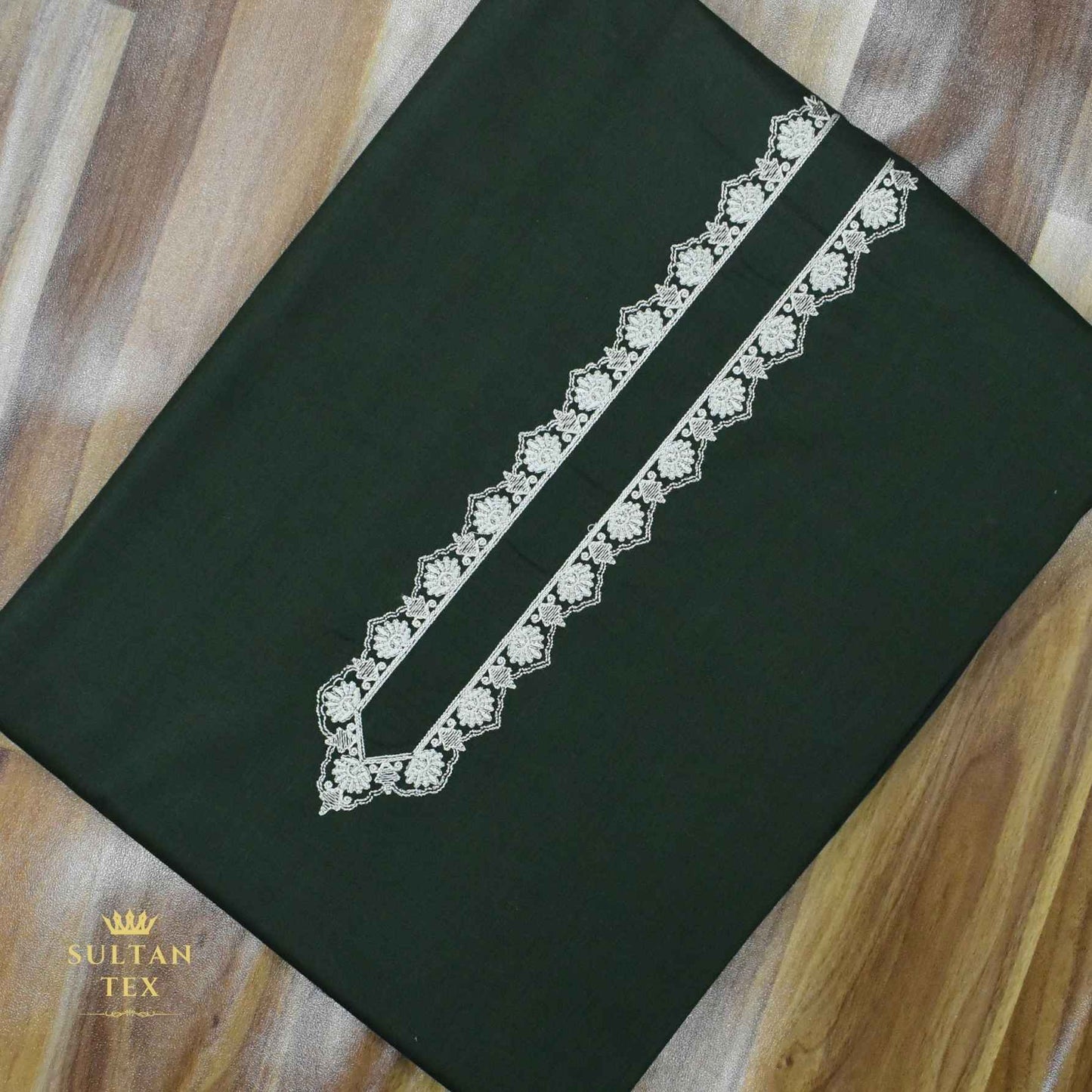 Rich Bottle Green Embroidered Kurta Pajama - SU-CC-066 - Unstitched