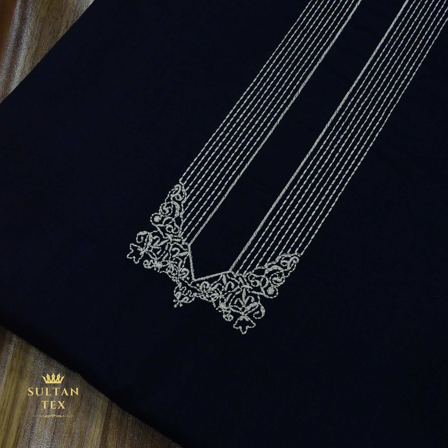 Deep Navy Blue Embroidered Kurta Pajama - SU-CC-073 - Unstitched