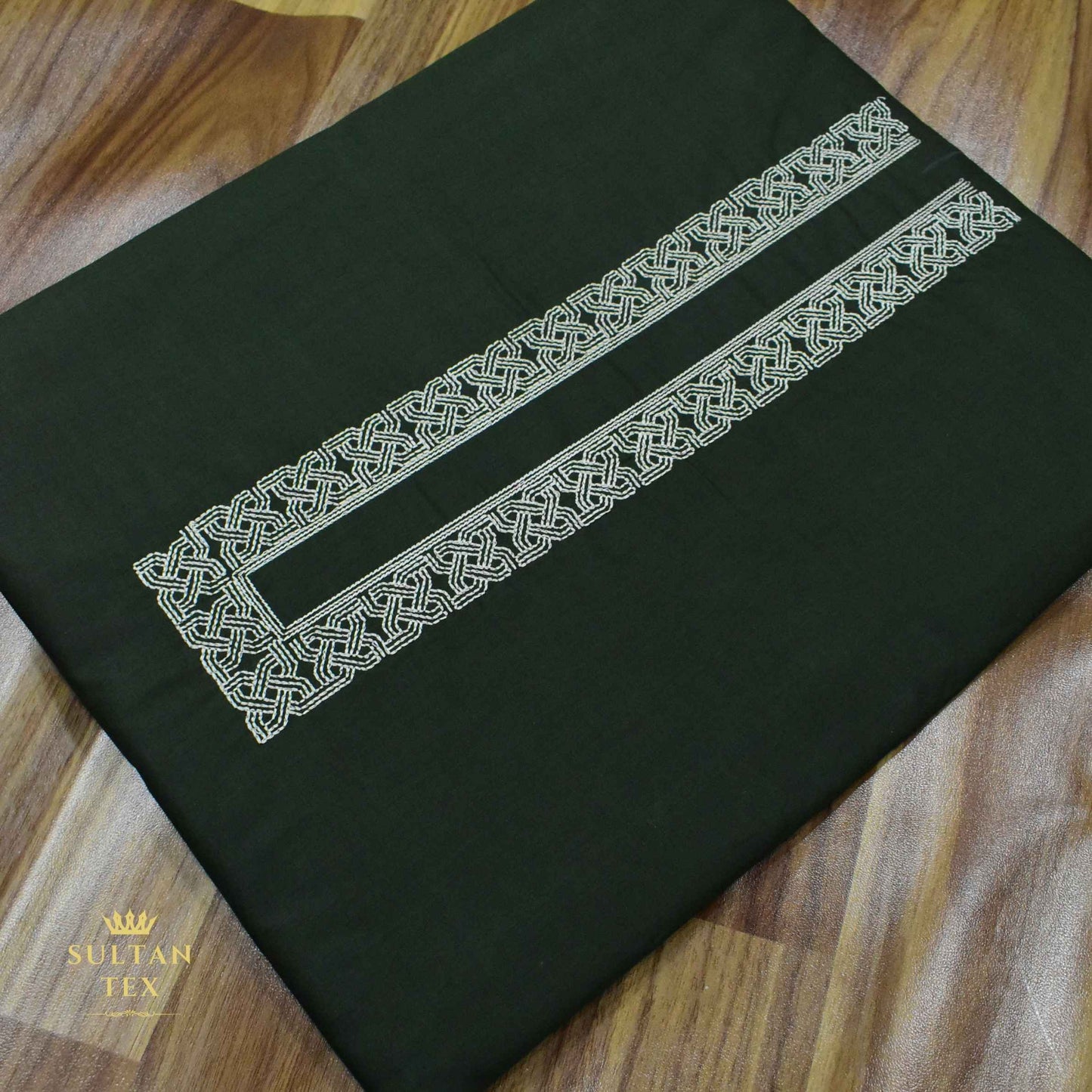 Rich Bottle Green Embroidered Kurta Pajama - SU-CC-078 - Unstitched