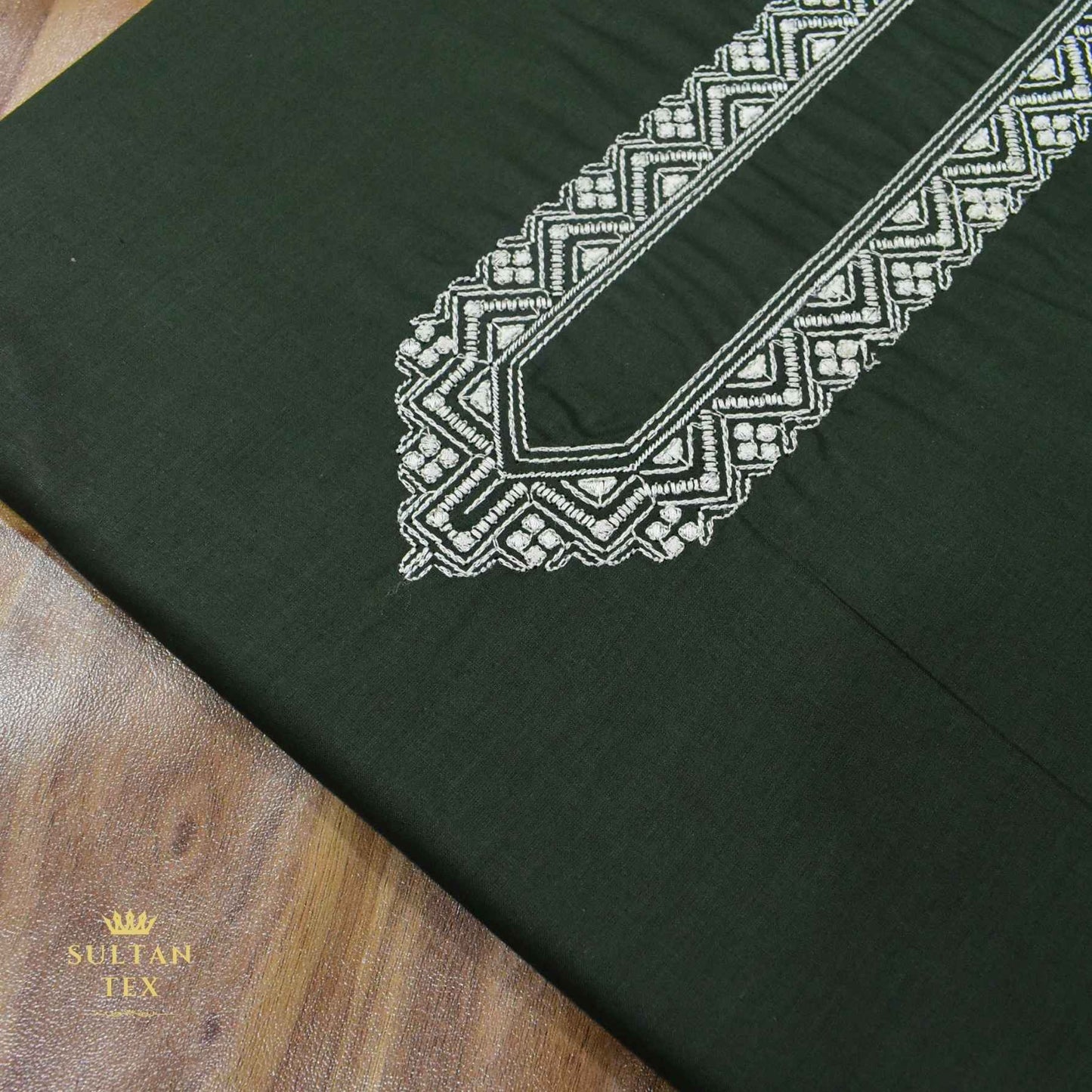 Rich Bottle Green Embroidered Kurta Pajama - SU-CC-063 - Unstitched