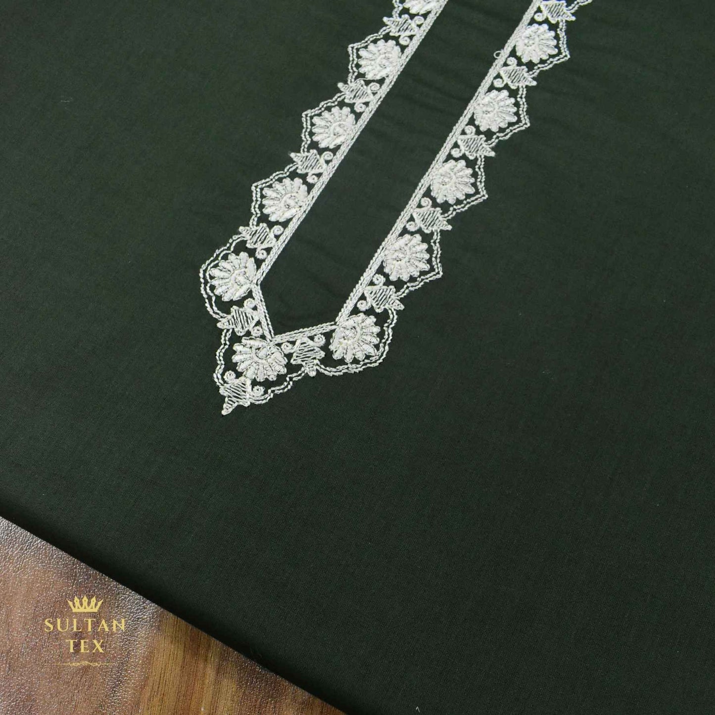 Rich Bottle Green Embroidered Kurta Pajama - SU-CC-066 - Unstitched