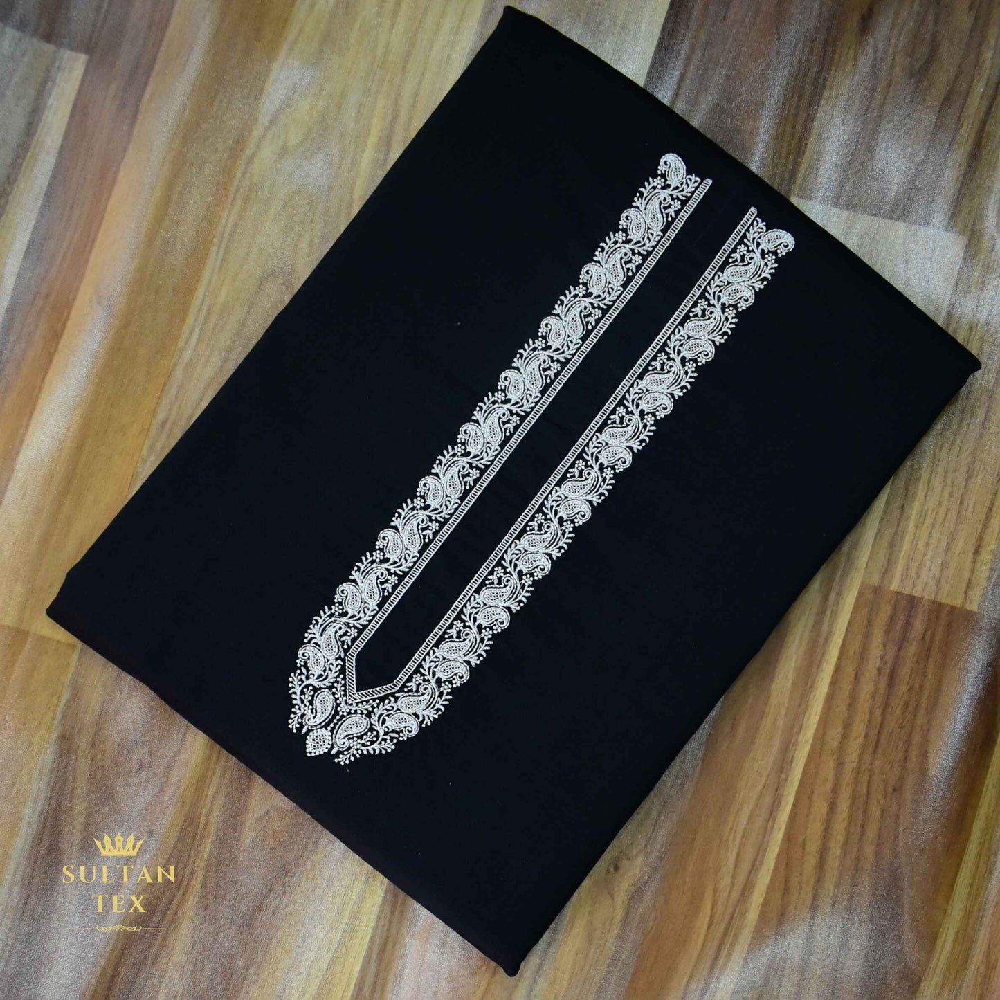 Elegant Black Embroidered Kurta Pajama - SU-CC-086 - Unstitched