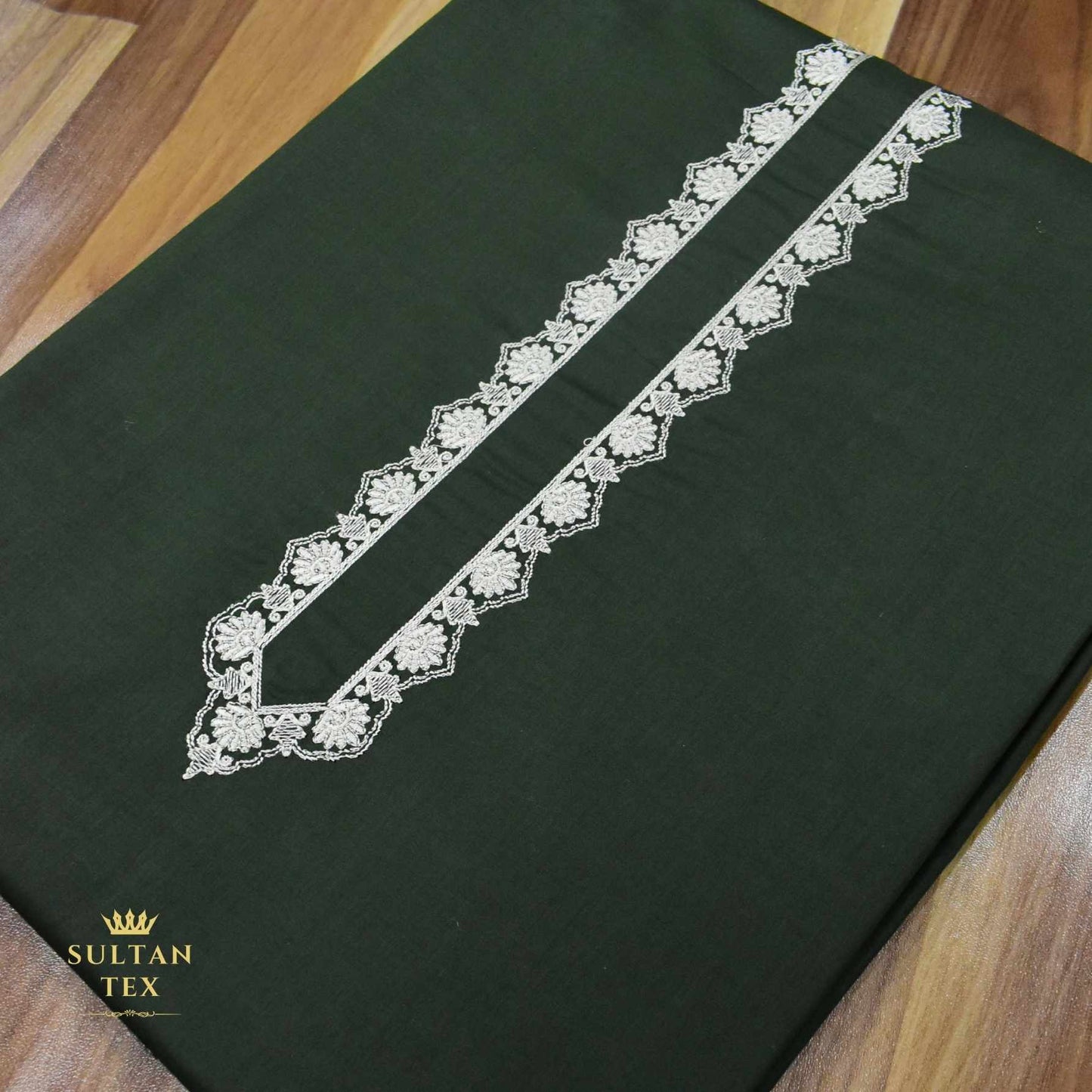 Rich Bottle Green Embroidered Kurta Pajama - SU-CC-066 - Unstitched