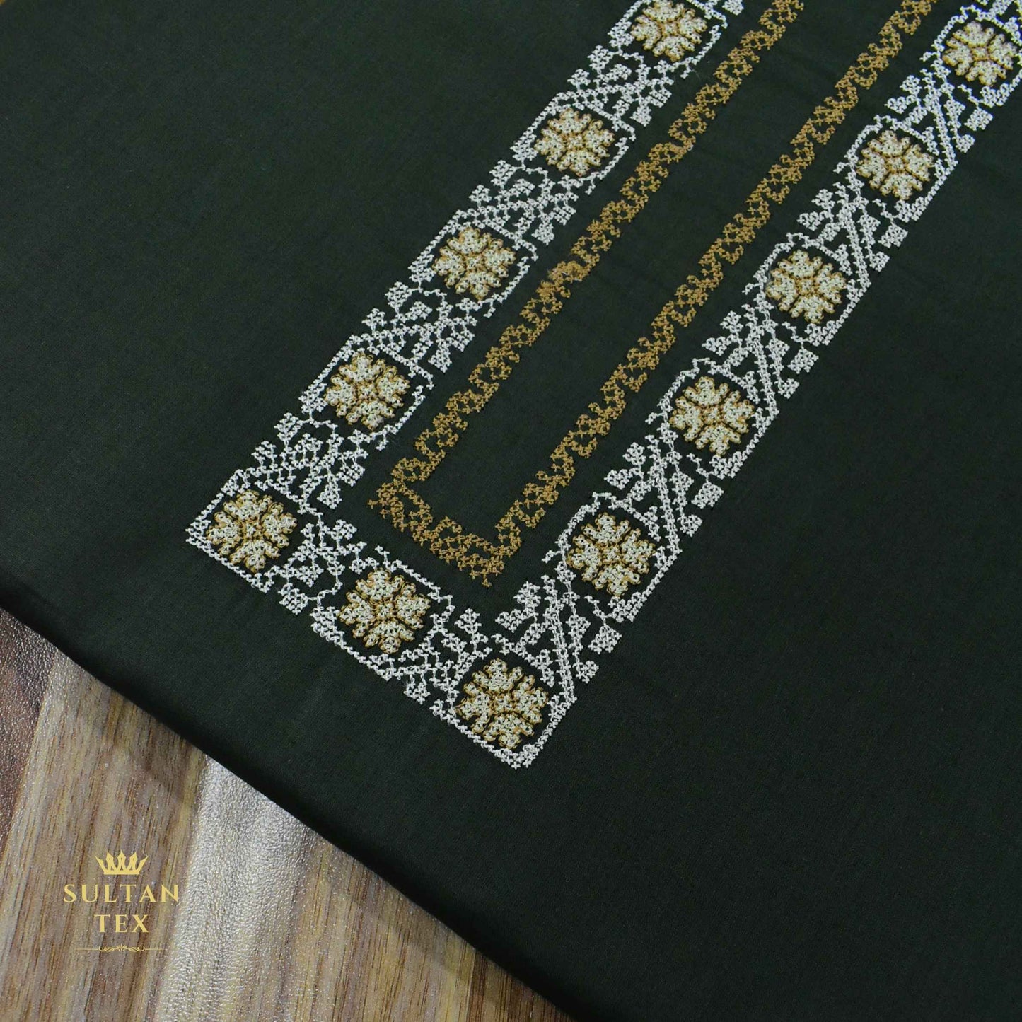 Rich Bottle Green Embroidered Kurta Pajama - SU-CC-077 - Unstitched