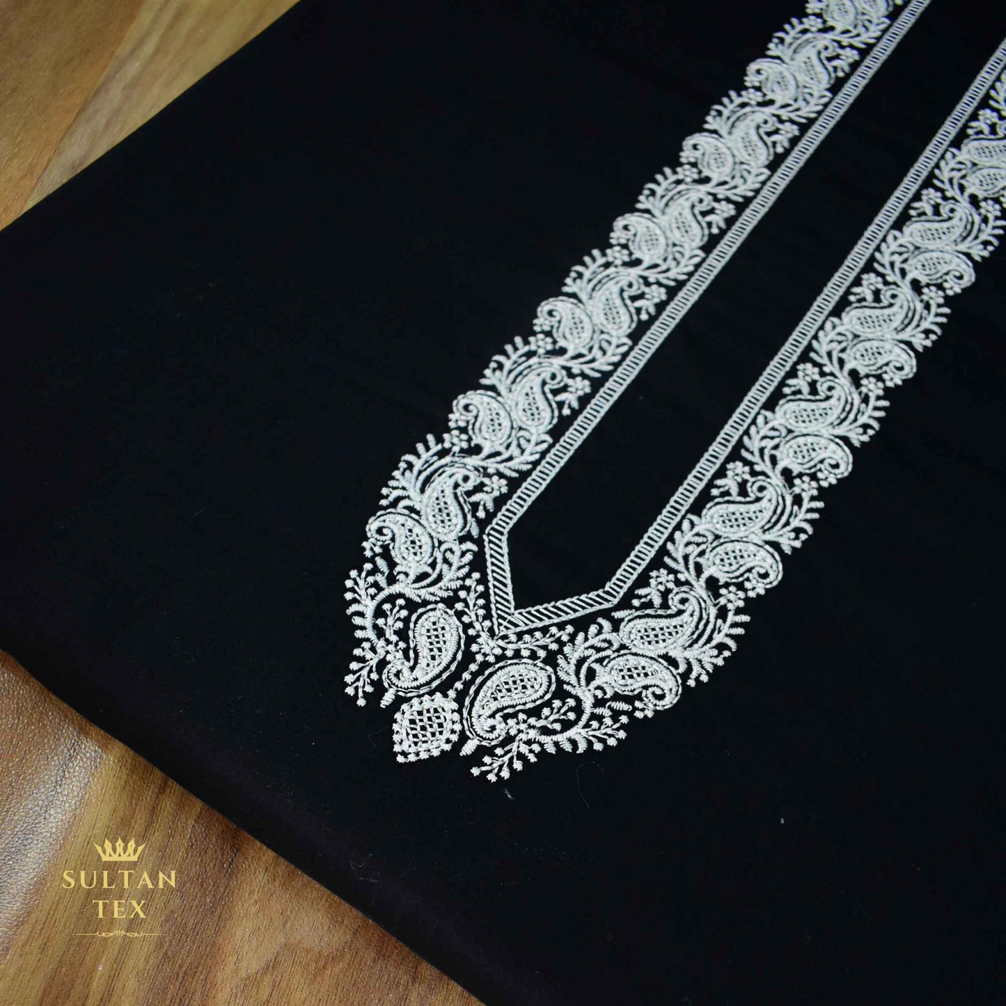 Elegant Black Embroidered Kurta Pajama - SU-CC-086 - Unstitched