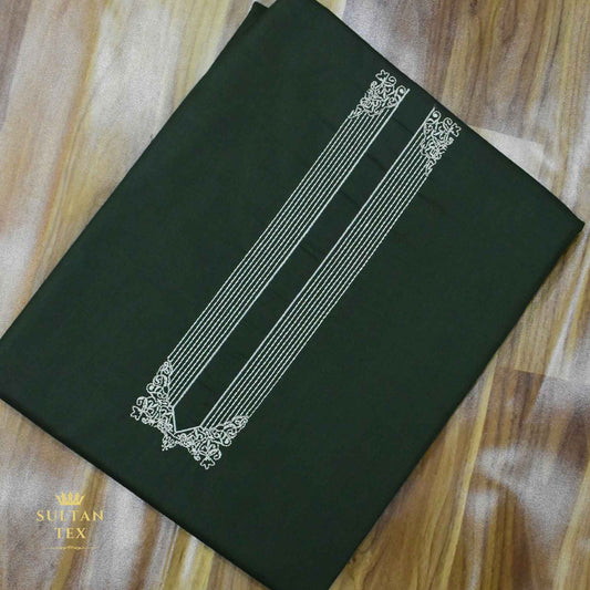 Rich Bottle Green Embroidered Kurta Pajama - SU-CC-064 - Unstitched
