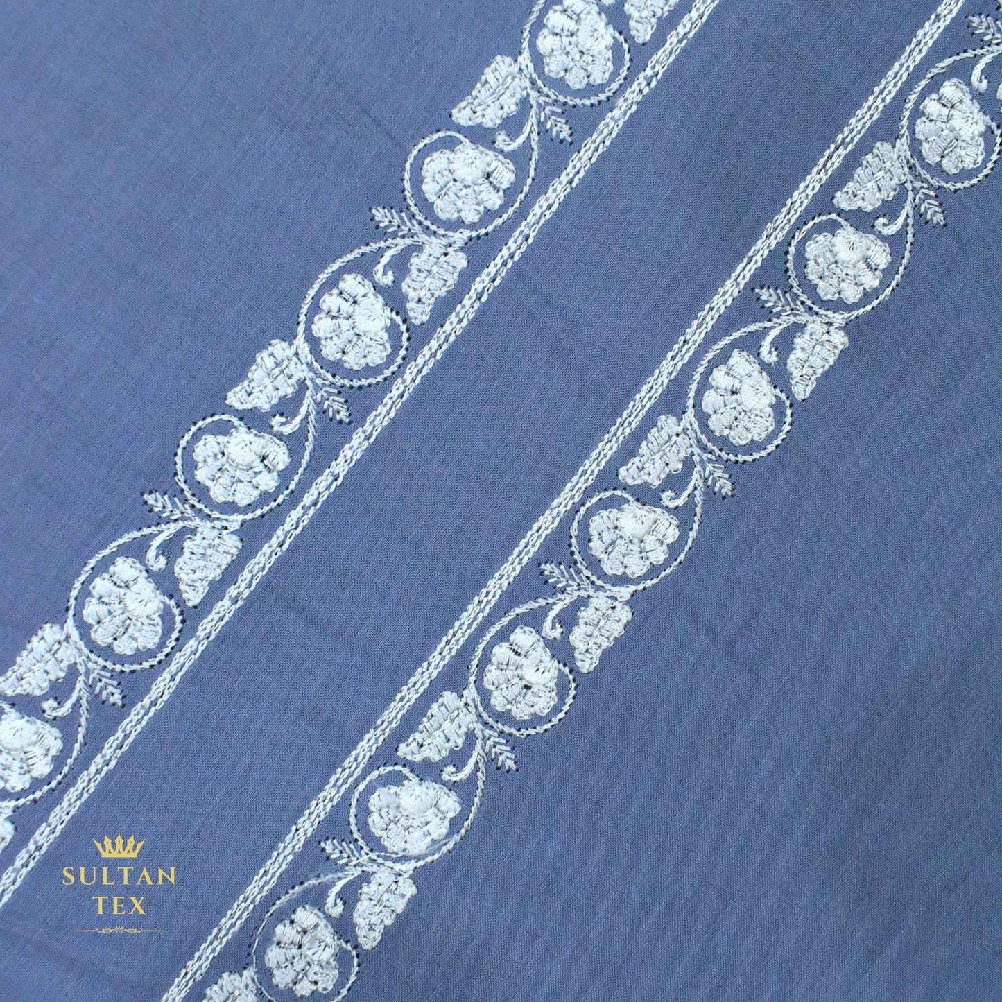 Light Powder Blue Embroidered Kurta Pajama - SU-CC-069 - Unstitched