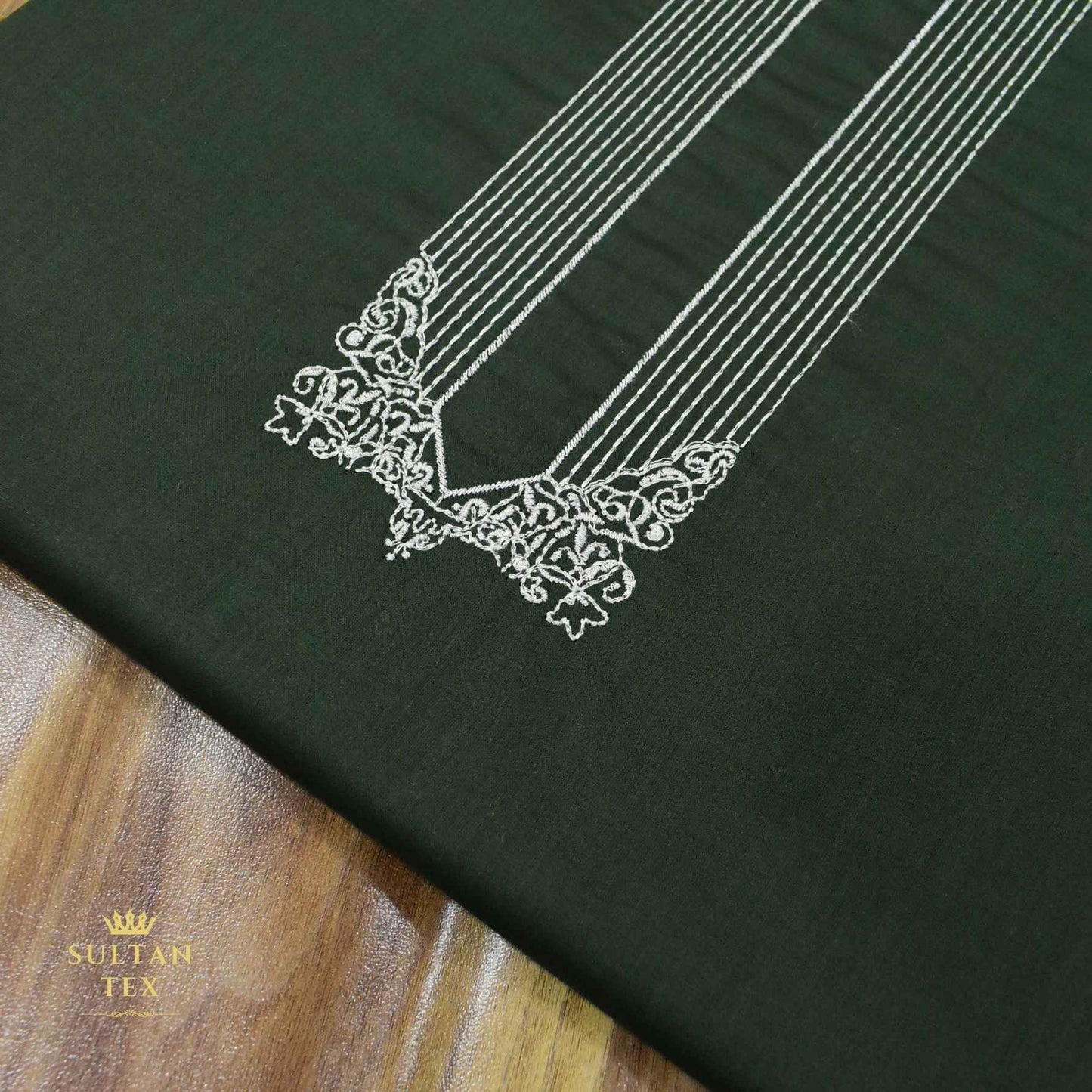 Rich Bottle Green Embroidered Kurta Pajama - SU-CC-064 - Unstitched