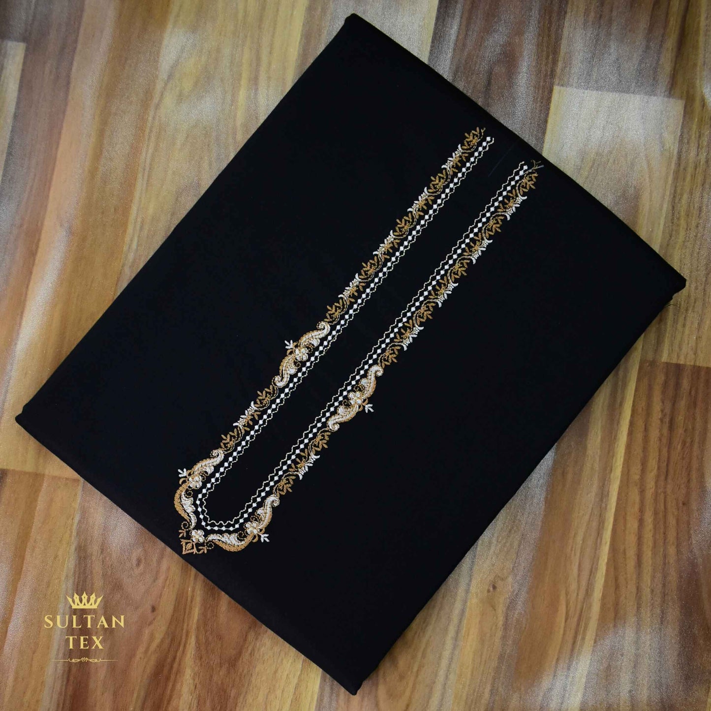 Elegant Black Kashmiri Embroidered Kurta Pajama - SU-CC-087 - Unstitched