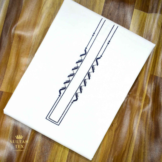 Classic White Embroidered Kurta Pajama - SU-CC-082 - Unstitched