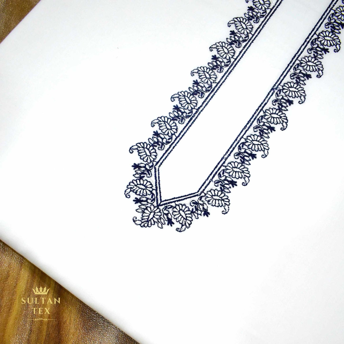 Classic White Embroidered Kurta Pajama - SU-CC-084 - Unstitched