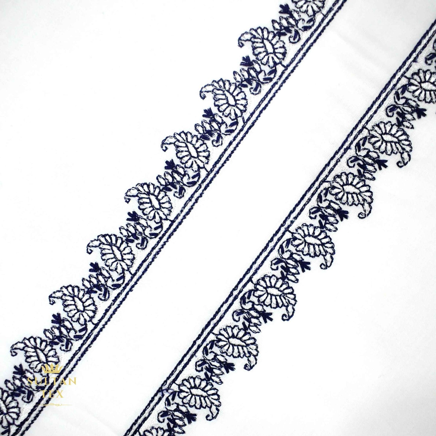 Classic White Embroidered Kurta Pajama - SU-CC-084 - Unstitched