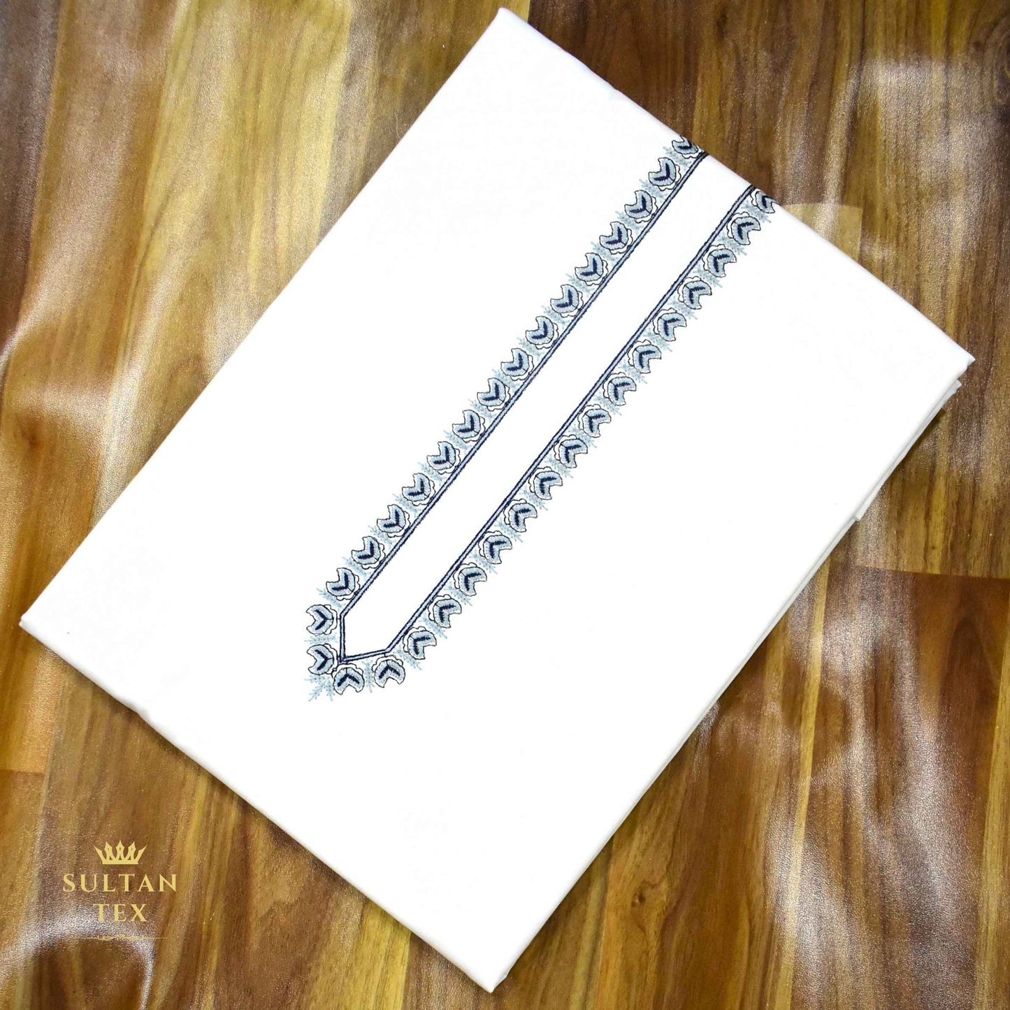 Classic White Embroidered Kurta Pajama - SU-CC-085 - Unstitched