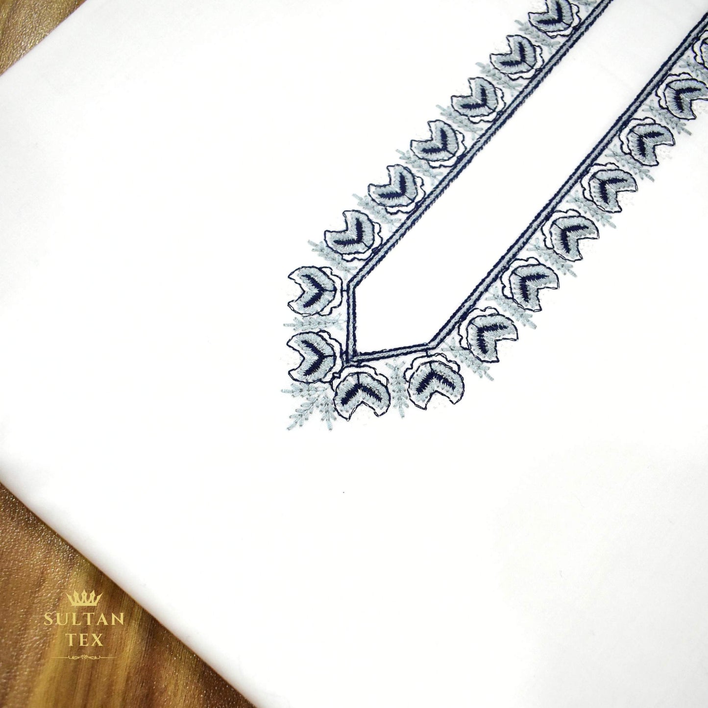 Classic White Embroidered Kurta Pajama - SU-CC-085 - Unstitched