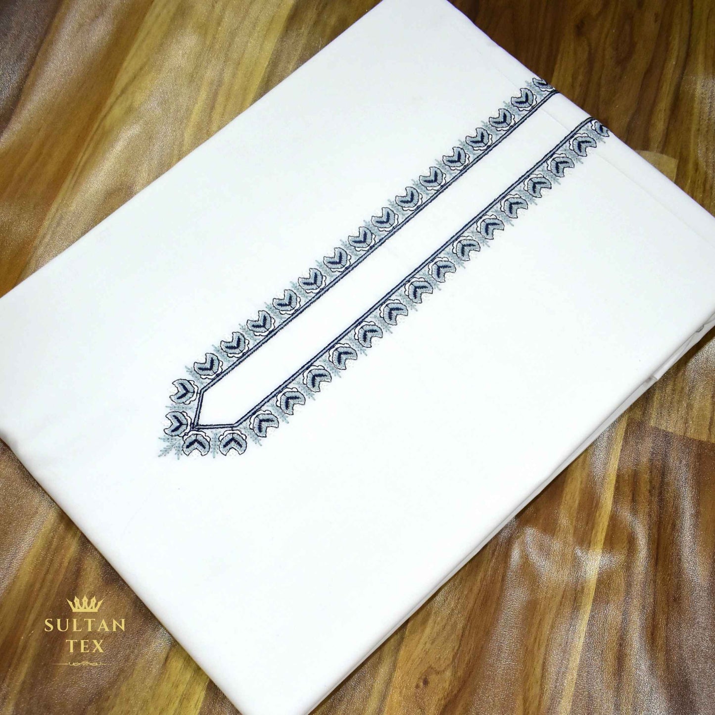 Classic White Embroidered Kurta Pajama - SU-CC-085 - Unstitched