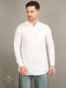 Men's Short Kurta - White Stripe  - SU-SK-007