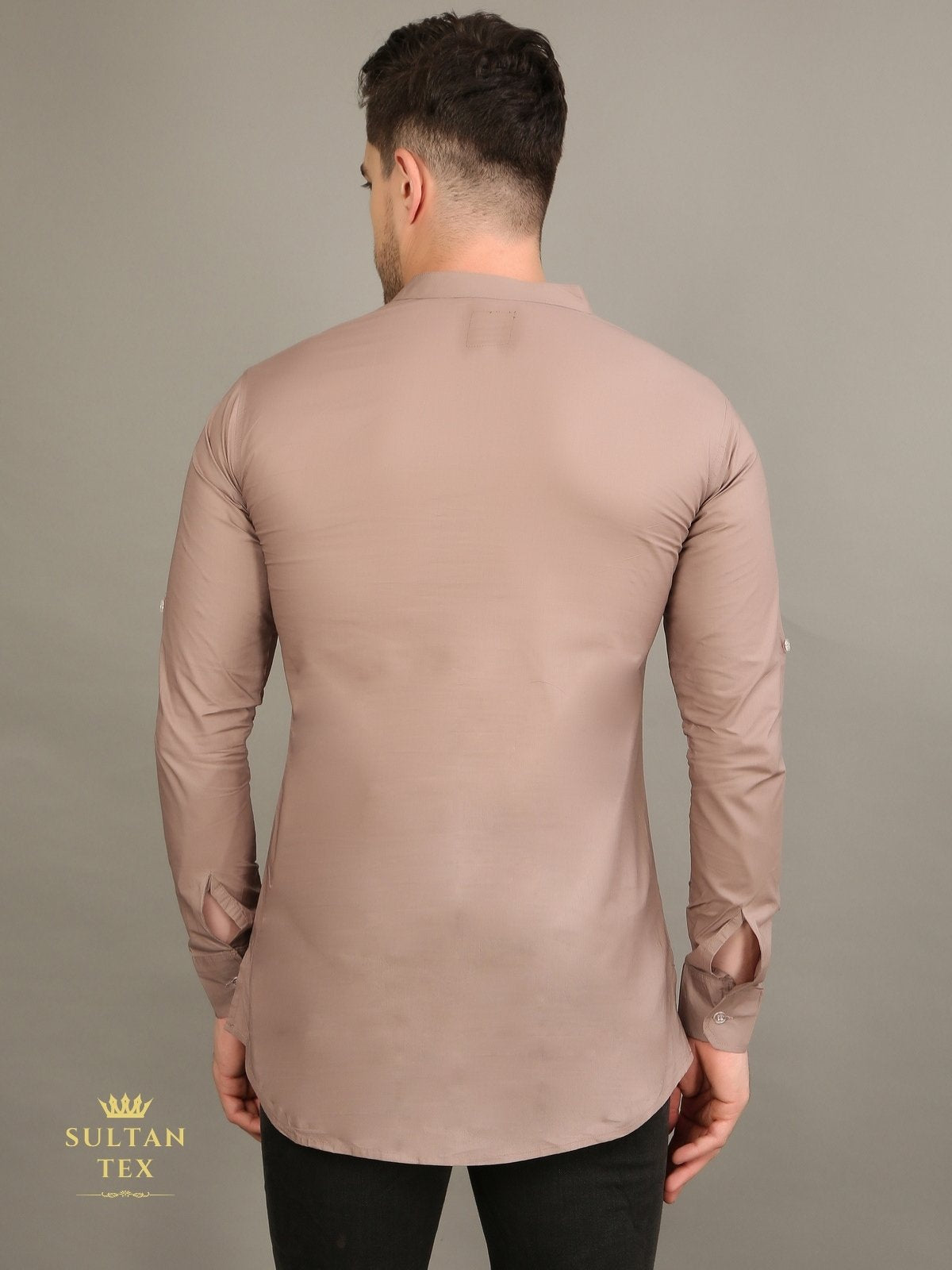 Men's Short Kurta - Dusty Brown - SU-SK-008