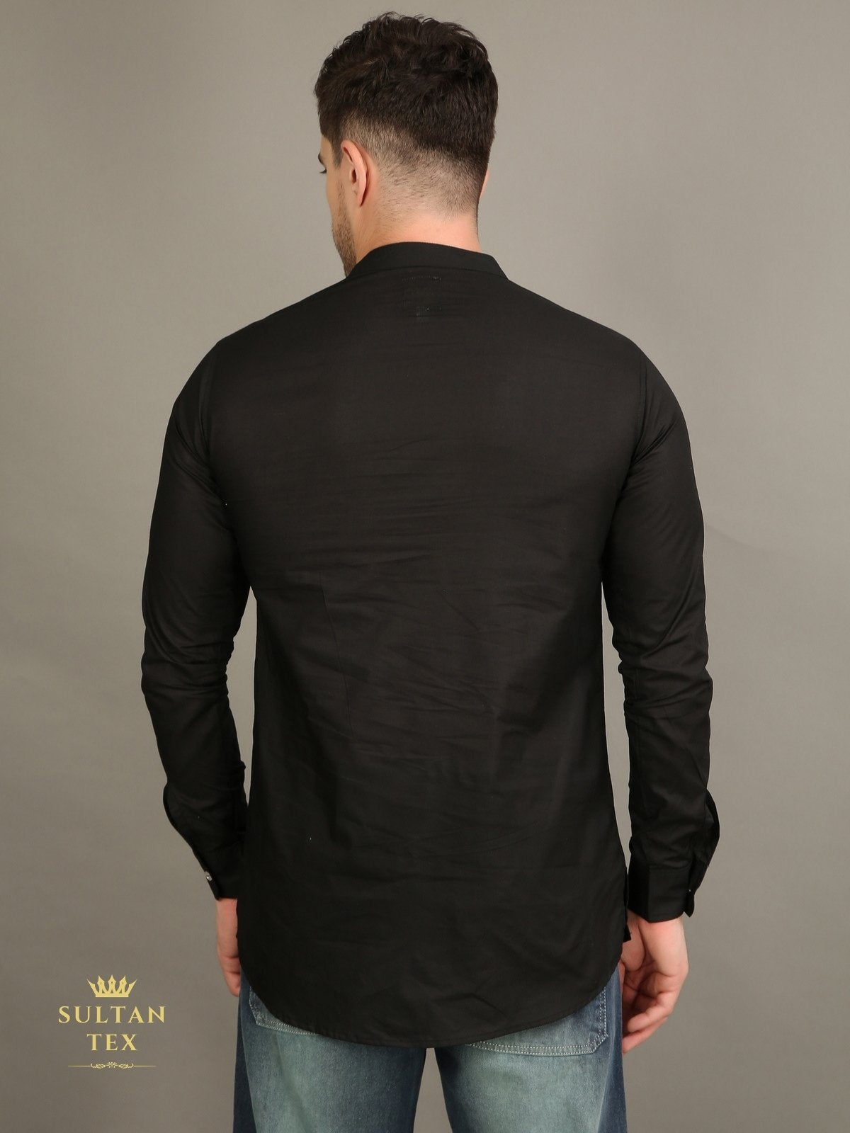 Men's Short Kurta - Black - SU-SK-006