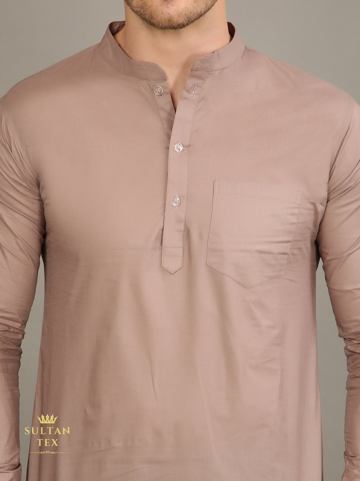 Men's Short Kurta - Dusty Brown - SU-SK-008