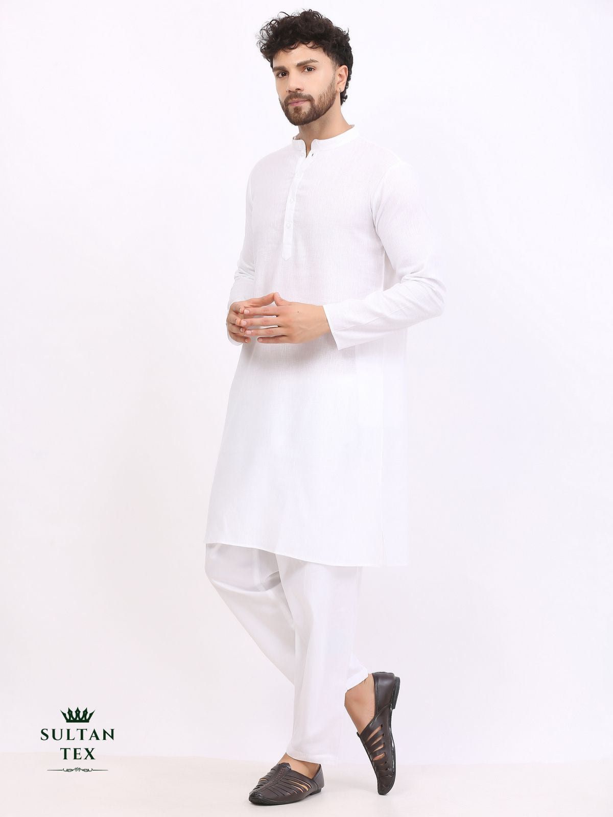 Cotton Linen Kurta - White - SU-CL-005