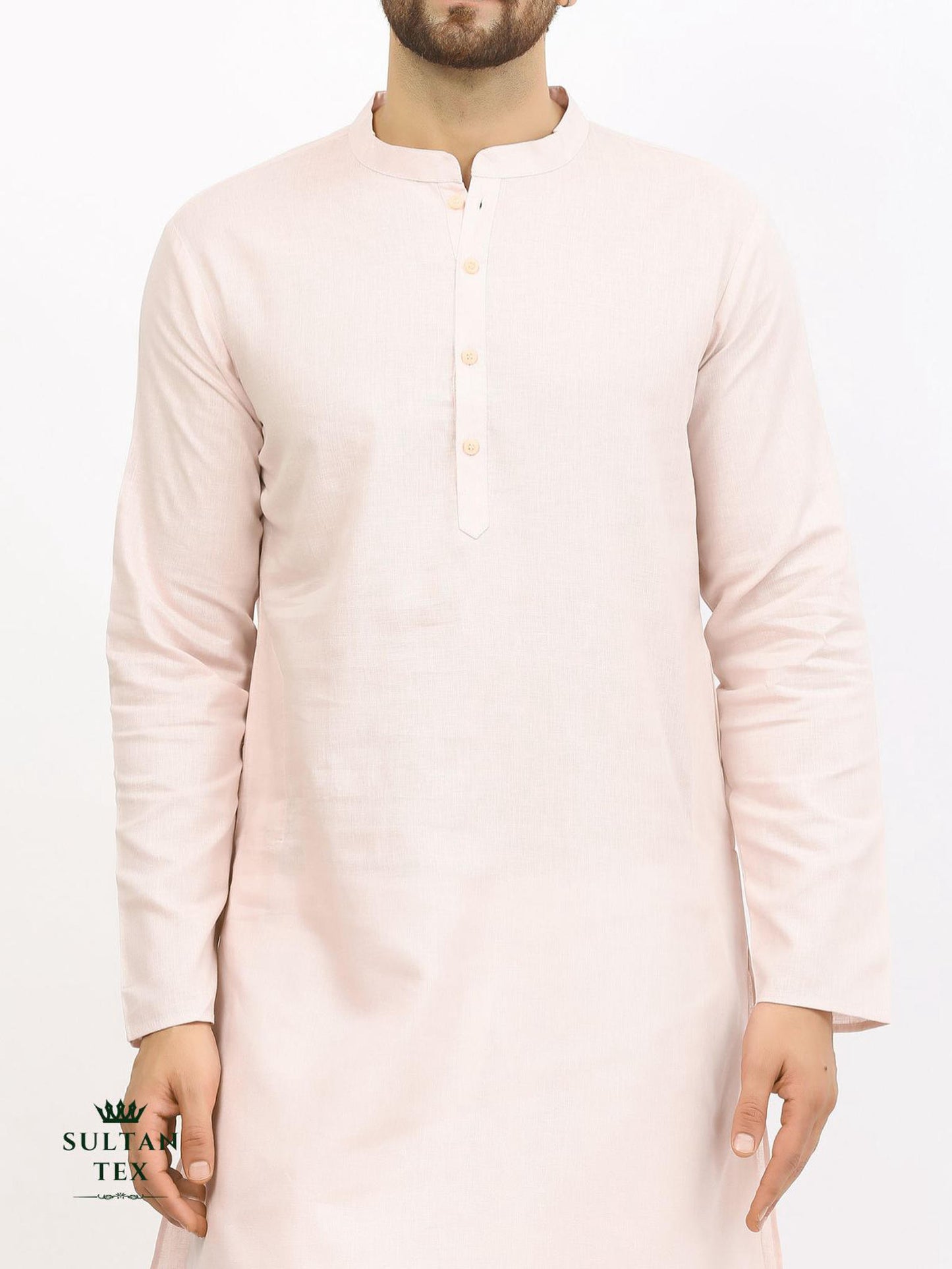 Cotton Linen Kurta - Pastel Peach - SU-CL-002