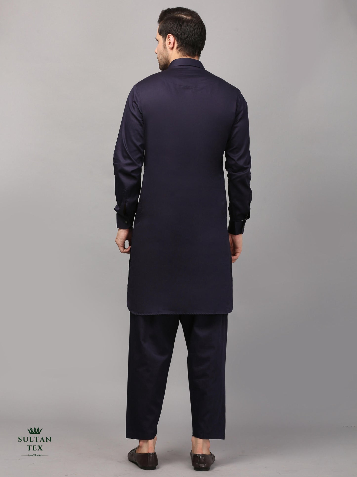 Modern Pathani Kurta Pajama Set - Dark Navy - SU-PTH-001